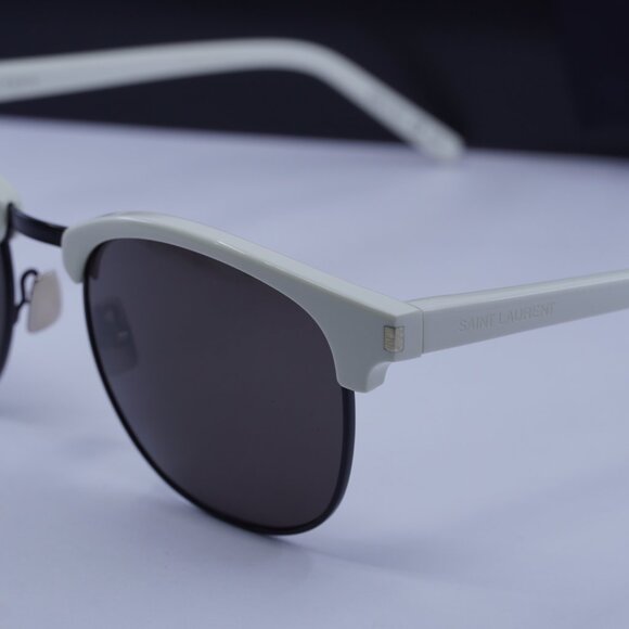 Saint Laurent SL108 011 Browline Sunglasses - Ivory/Black - Picture 7 of 11